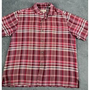 Tommy Bahama Button Up Short Sleeve Shirt Mens L Multicolor Red Striped*